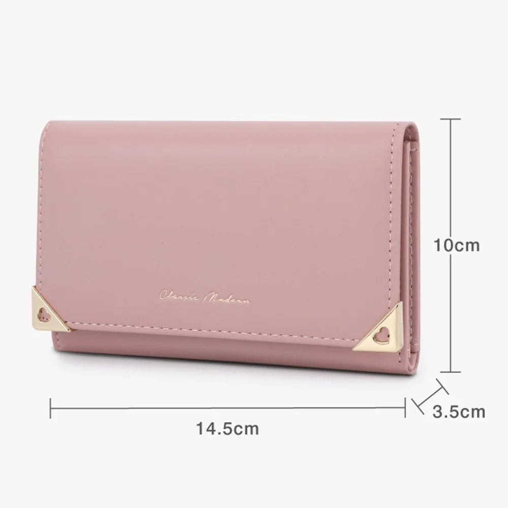 TAILIAN T6223-041 Foldable Short Wallet Trifold Leather Pocket Purse Card Holder - Pink - 7