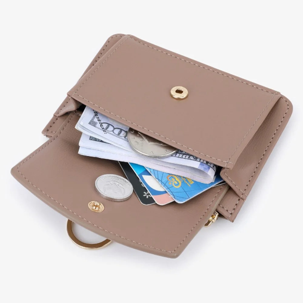 TAILIAN TB149-001 Small Wallet Zipper Card Holder Coin Changes Purse with Keychain - Orange - 3