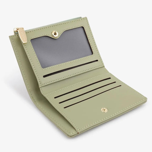 TAILIAN T2602-337 Short Bifold Wallet ID Window Cash Card Holder Zipper Coin Pocket - Green - 2