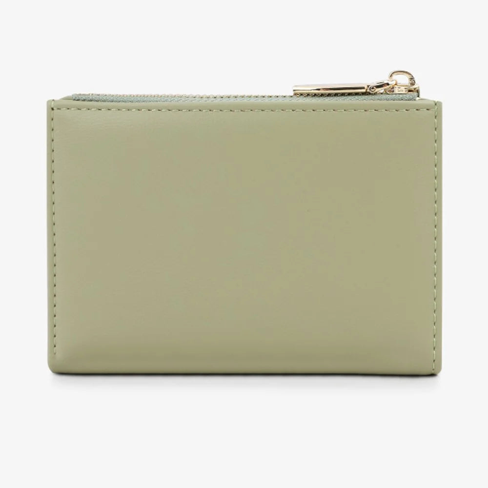 TAILIAN T2602-337 Short Bifold Wallet ID Window Cash Card Holder Zipper Coin Pocket - Green - 4