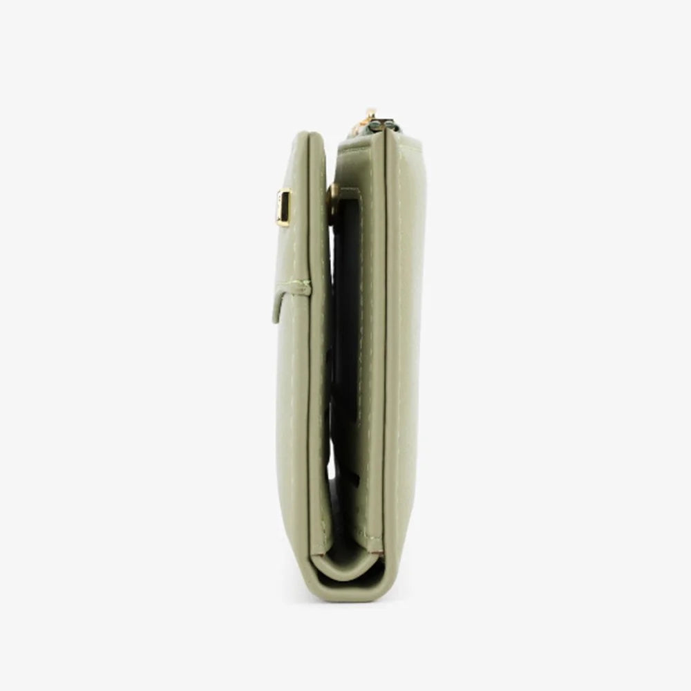 TAILIAN T2602-337 Short Bifold Wallet ID Window Cash Card Holder Zipper Coin Pocket - Green - 5