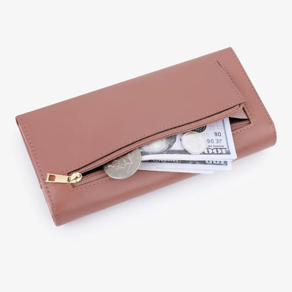 TAILIAN T8603-001 Women Wallet Zipper Pocket PU Leather Purse with Magnetic Buckle - Black - 5