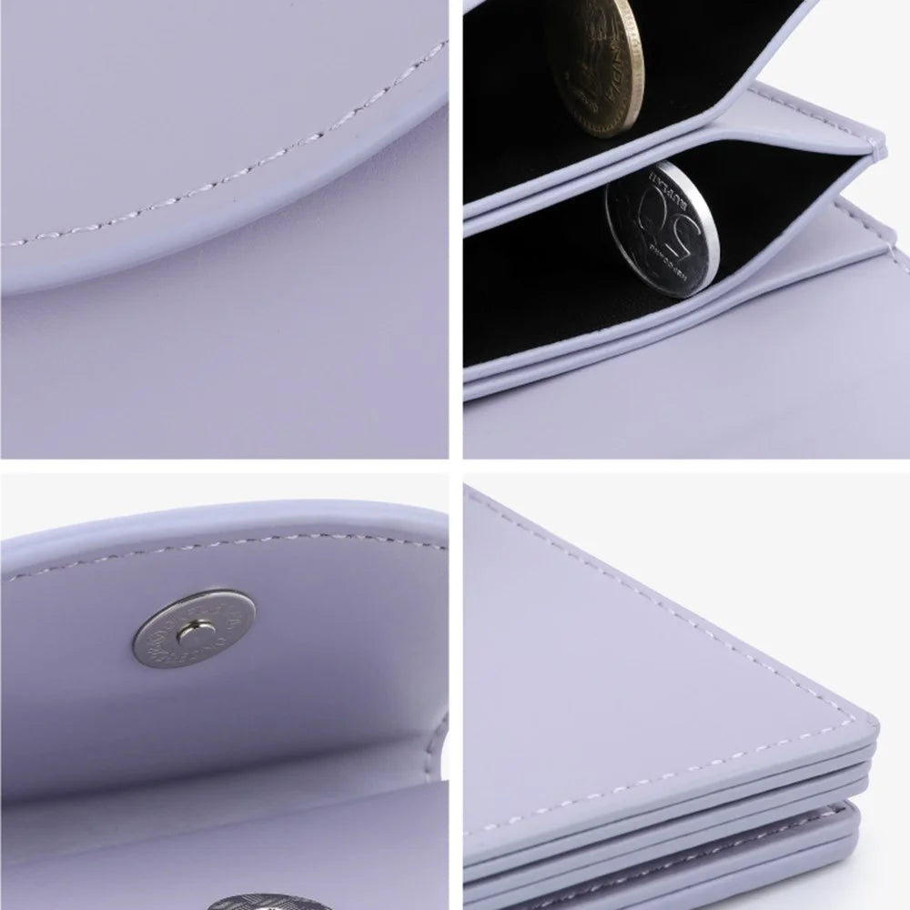 TAILIAN TB142-002 Women Wallet Solid Color PU Leather Small Coin Purse - Purple - 6