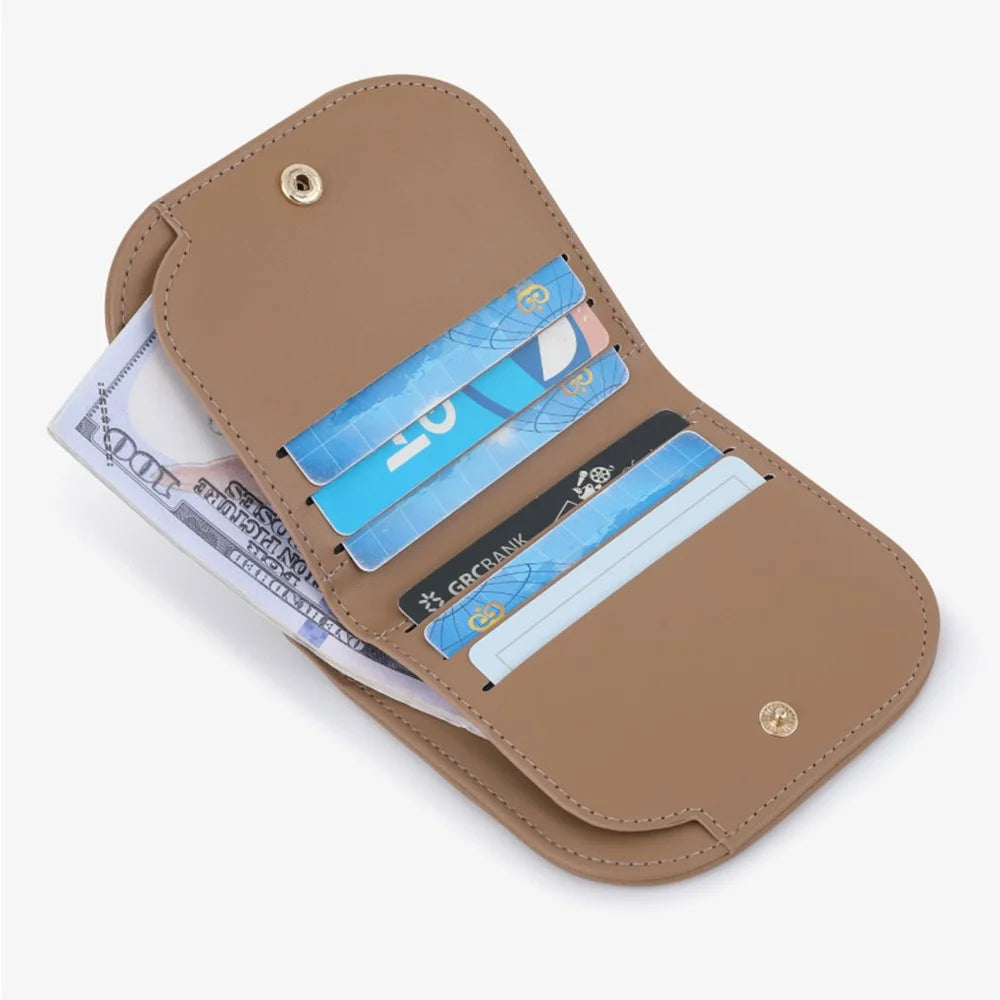 TAILIAN T2052-001 Mini Women Purse Semicircle Solid Color Girl Cash Wallet  - Apricot - 3