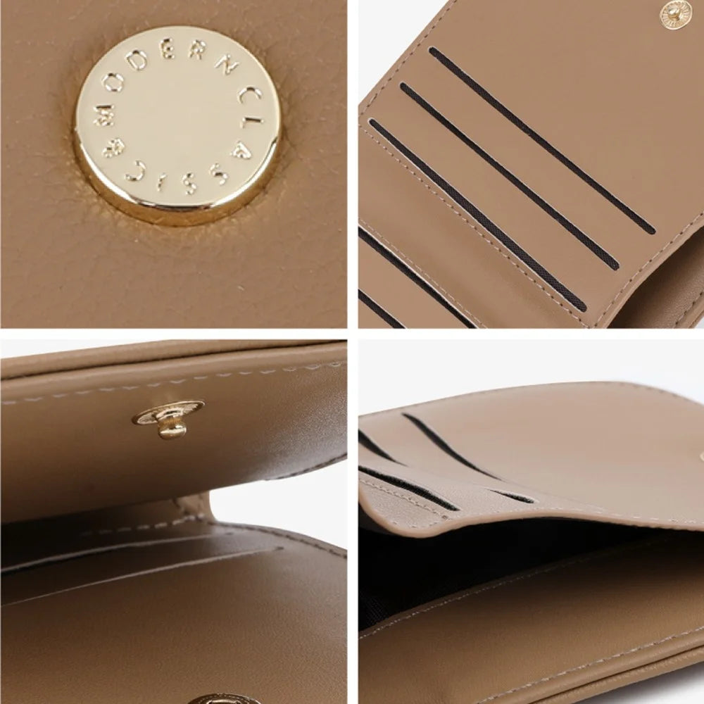 TAILIAN T2052-001 Mini Women Purse Semicircle Solid Color Girl Cash Wallet  - Apricot - 6