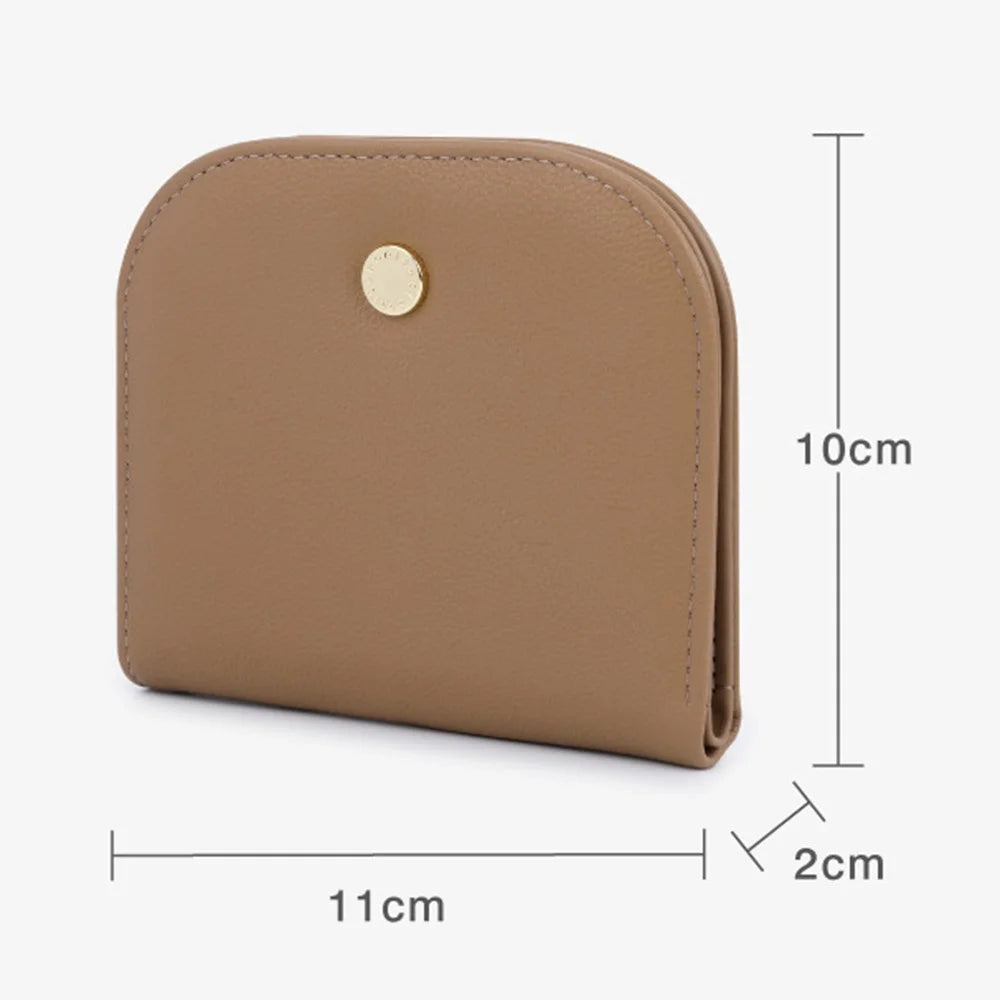 TAILIAN T2052-001 Mini Women Purse Semicircle Solid Color Girl Cash Wallet  - Apricot - 7