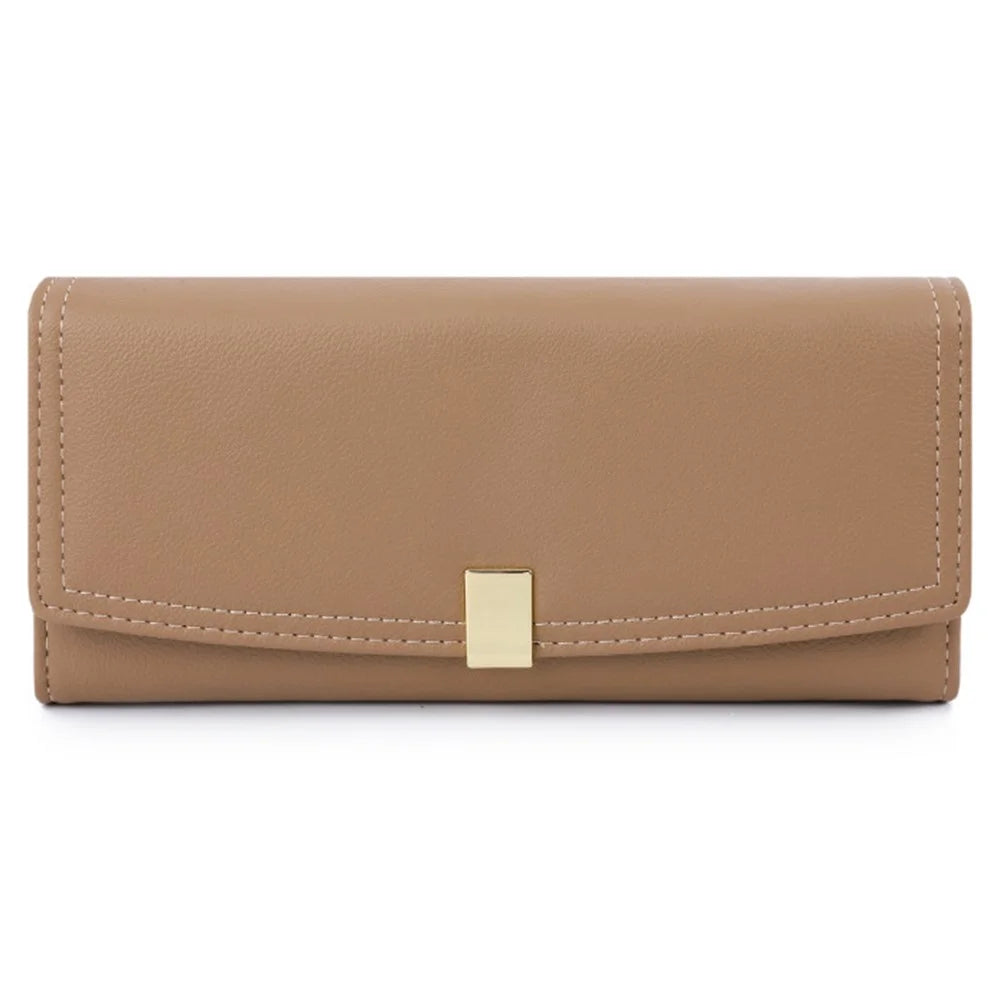 TAILIAN T5601-130 Women Wallet Long Trifold Purse PU Leather Clutch Bag - Apricot - 1