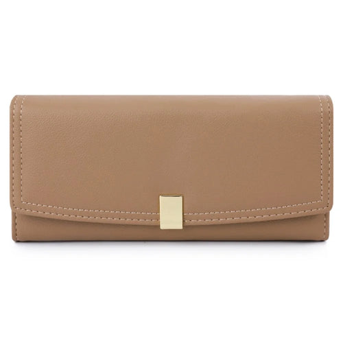 TAILIAN T5601-130 Women Wallet Long Trifold Purse PU Leather Clutch Bag - Apricot - 1