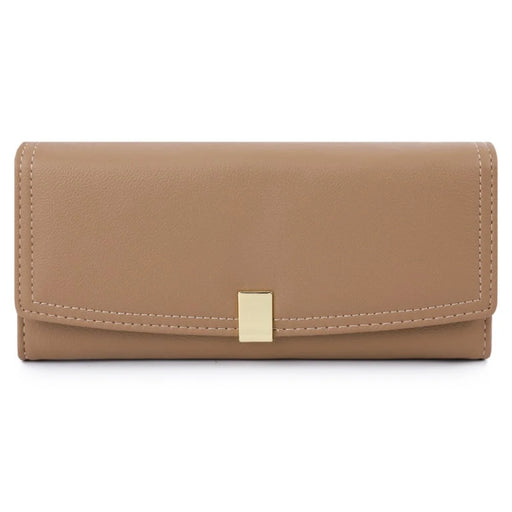 TAILIAN T5601-130 Women Wallet Long Trifold Purse PU Leather Clutch Bag - Apricot - 1