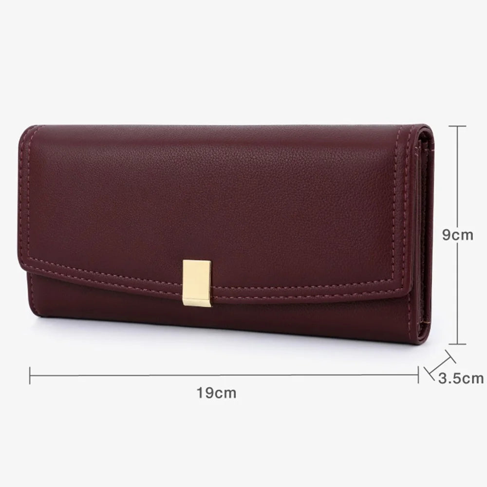 TAILIAN T5601-130 Women Wallet Long Trifold Purse PU Leather Clutch Bag - Apricot - 7