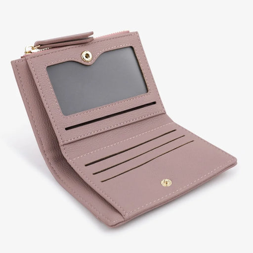 TAILIAN T2602-338 PU Leather Women Short Wallet Solid Color Folding Purse - Red - 2