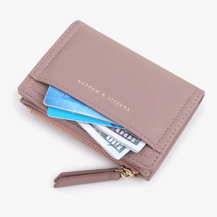 TAILIAN T2602-338 PU Leather Women Short Wallet Solid Color Folding Purse - Red - 5