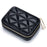 Top-Layer Cowhide Leather Travel Lipstick Storage Bag Mirror Design Zipper Makeup Bag - Black - 1