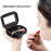 Top-Layer Cowhide Leather Travel Lipstick Storage Bag Mirror Design Zipper Makeup Bag - Black - 2