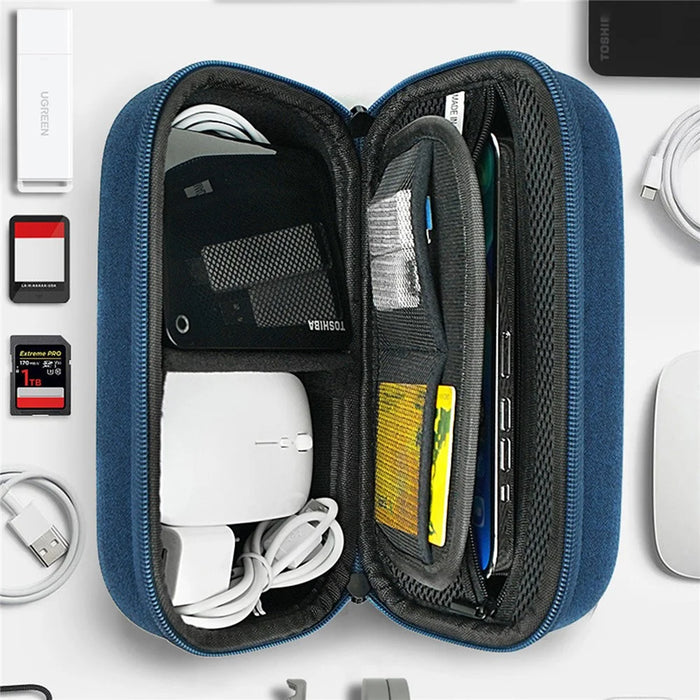 Digital Accessories Bag EVA+Polyester Data Cable Power Bank Mouse Carrying Case - Dark Grey - 5