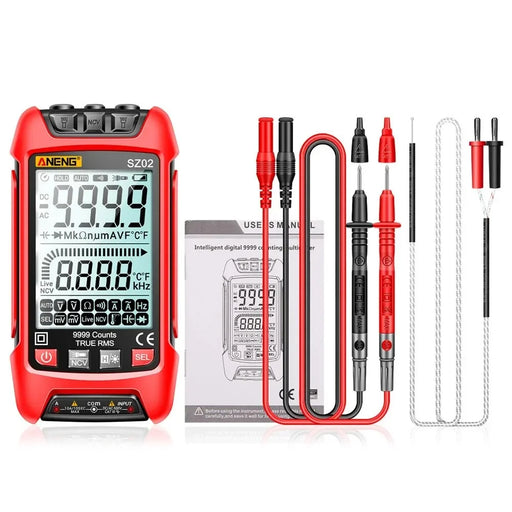 ANENG SZ02 Digital Multimeter Auto Range Handheld Ammeter with Flashlight - Red - 1