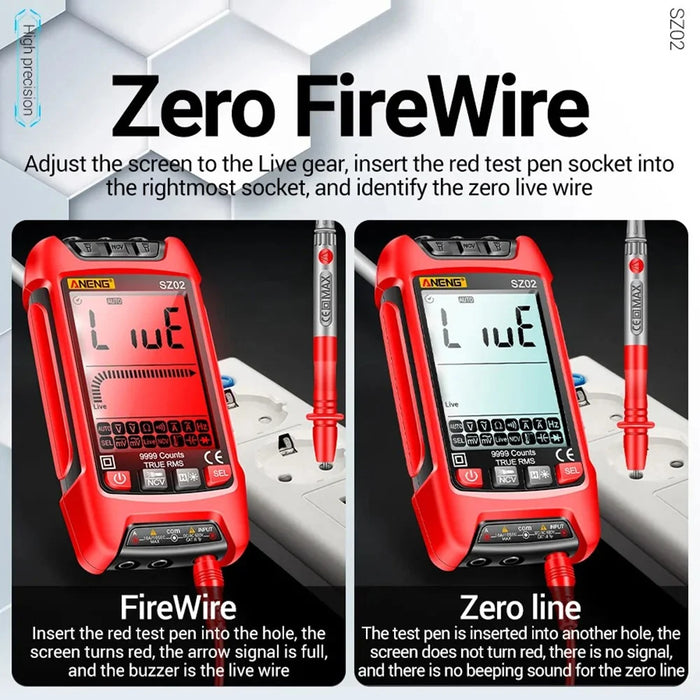 ANENG SZ02 Digital Multimeter Auto Range Handheld Ammeter with Flashlight - Red - 4