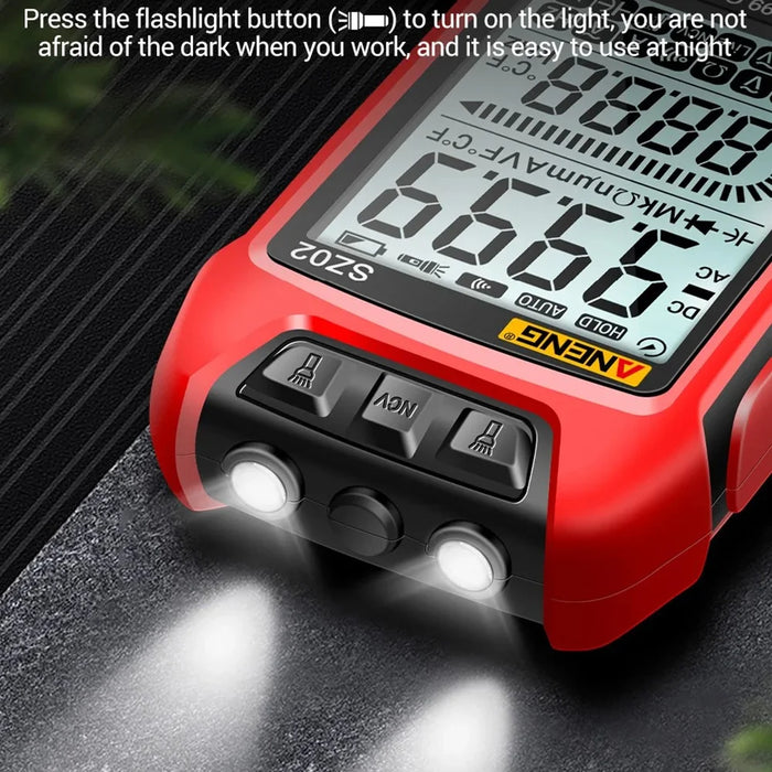 ANENG SZ02 Digital Multimeter Auto Range Handheld Ammeter with Flashlight - Red - 6