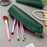 Litchi Texture Cowhide Leather Pencil Case Zipper Stationery Storage Pouch - Sapphire - 4