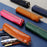 Litchi Texture Cowhide Leather Pencil Case Zipper Stationery Storage Pouch - Sapphire - 5