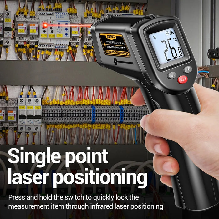 ANENG TH201 Handheld Thermometer LCD Digital IR Laser Sensor Temperature Tester - Black - 5
