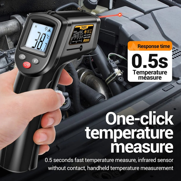 ANENG TH201 Handheld Thermometer LCD Digital IR Laser Sensor Temperature Tester - Black - 6