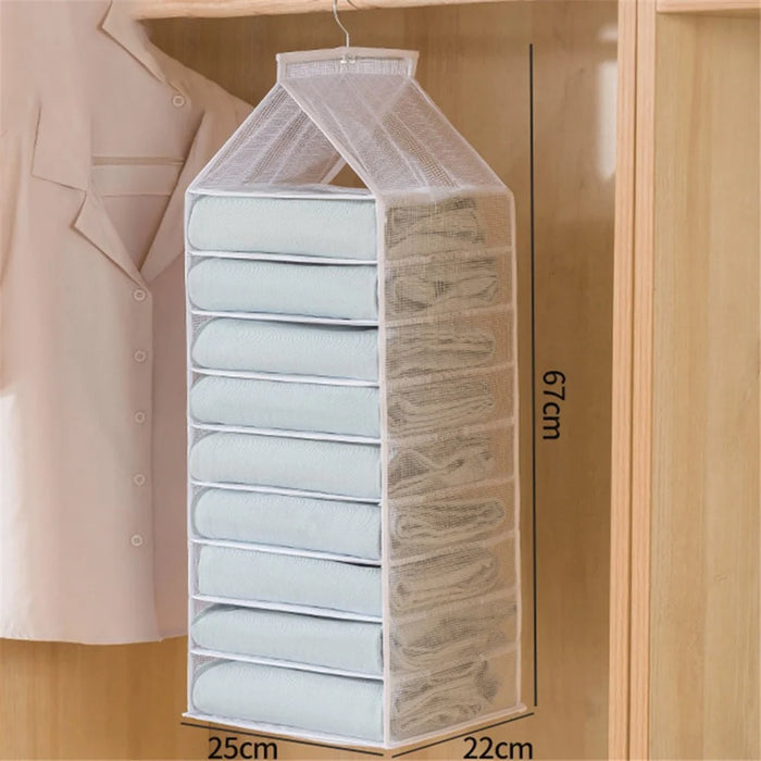 9-Shelf Hanging Wardrobe Storage Organizer Closet PVC Hanging Shelves - White - 6