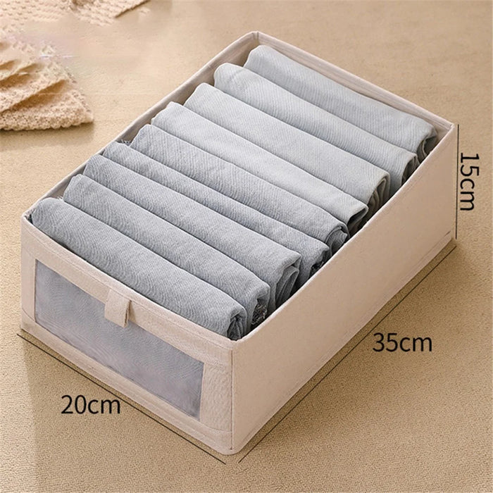 Size M Clothes Storage Box Organizer with Clear Window for Wardrobe Closet - Beige - 5