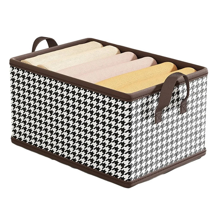 JJTZ 40 x 27 x 21cm Folding Cloth Organizer Pattern Design Washable Storage Box with PP Board - Black - 1