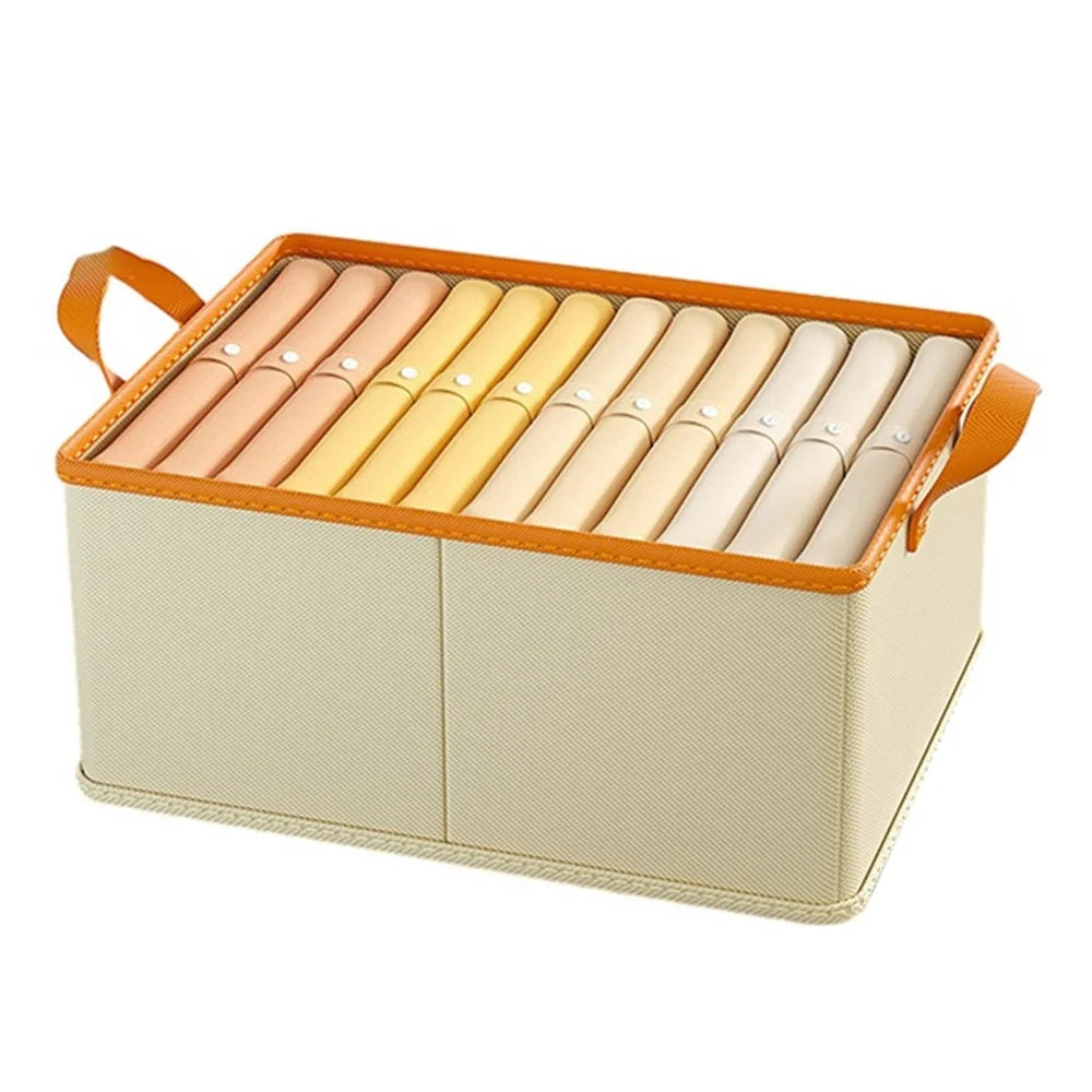 JJTZ 40 x 27 x 21cm Cloth Storage Box with Two Handles Cationic PP Board Closet Organizer - Beige - 1