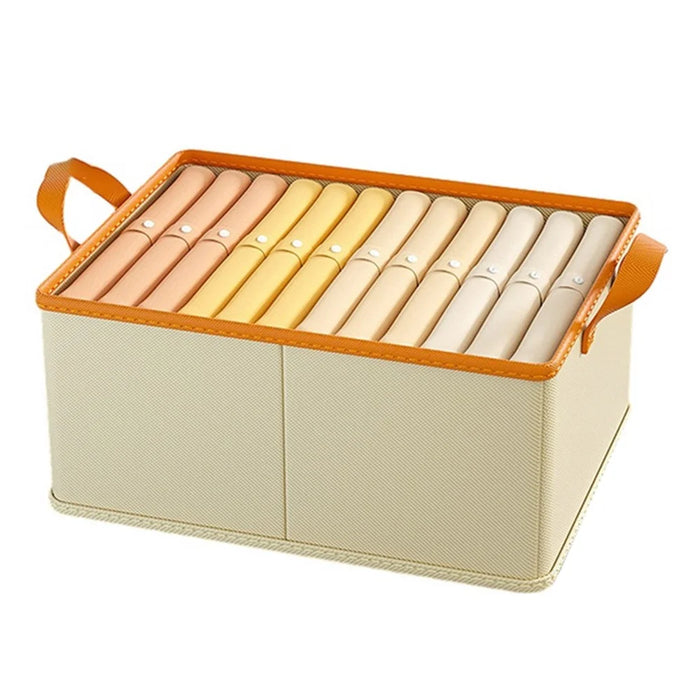 JJTZ 40 x 27 x 21cm Cloth Storage Box with Two Handles Cationic PP Board Closet Organizer - Beige - 1