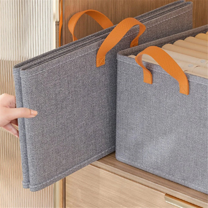 JJTZ 50 x 30 x 26cm Cationic PP Board Cloth Organizer Closet Storage Box with Handles - Grey - 3