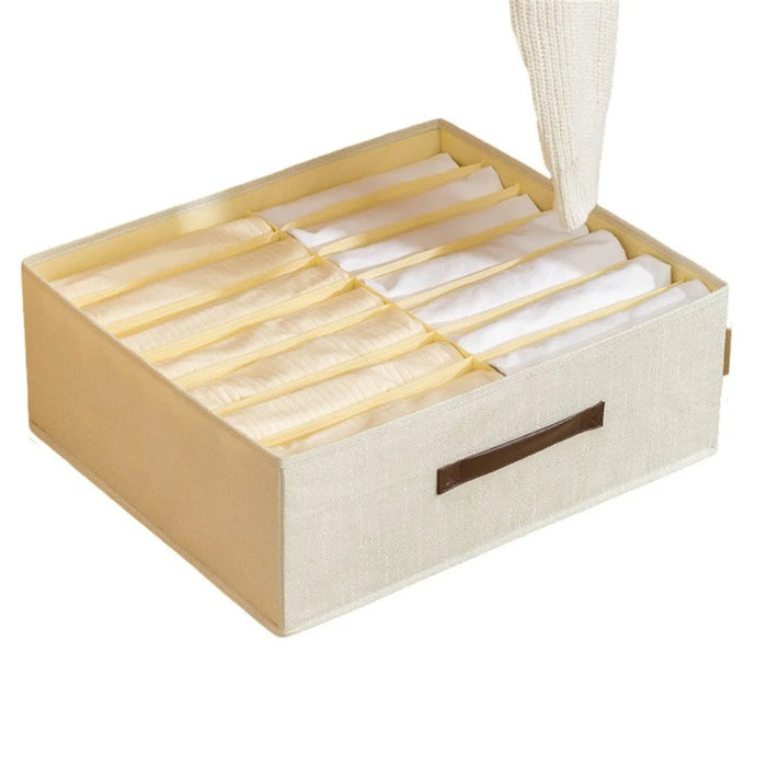 14 Cells Oxford Cloth Organizer Bin Closet Drawer Underwear Socks Storage Box - Beige - 1