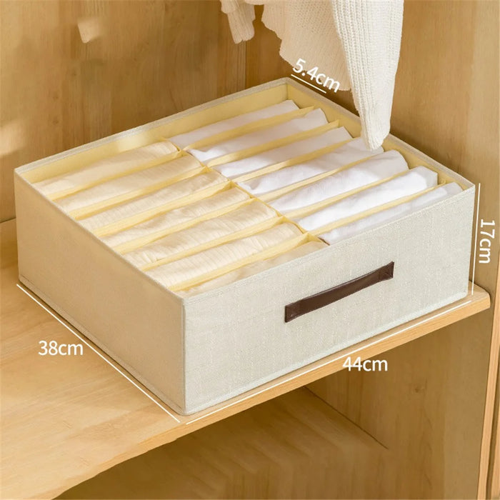 14 Cells Oxford Cloth Organizer Bin Closet Drawer Underwear Socks Storage Box - Beige - 4