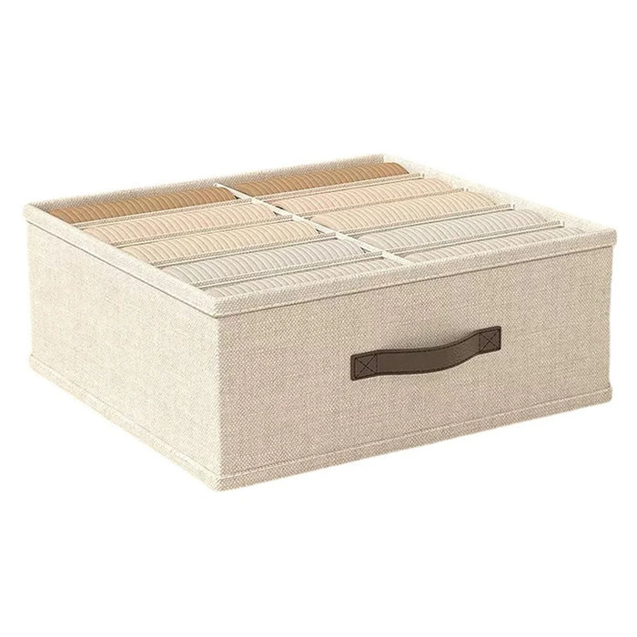 10 Cells Wardrobe Drawer Underwear Socks Storage Box Oxford Cloth Organizer Bin - Beige - 1