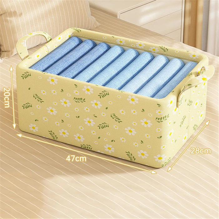JJTZ 47 x 28 x 20cm Daisy Pattern Folding Clothes Organizer Cabinet Storage Box - Yellow - 6