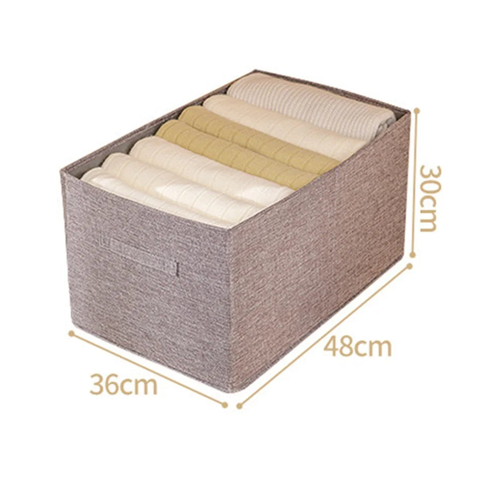 53L Wardrobe Clothes Storage Box Imitation Linen Washable Storage Case - Grey - 7
