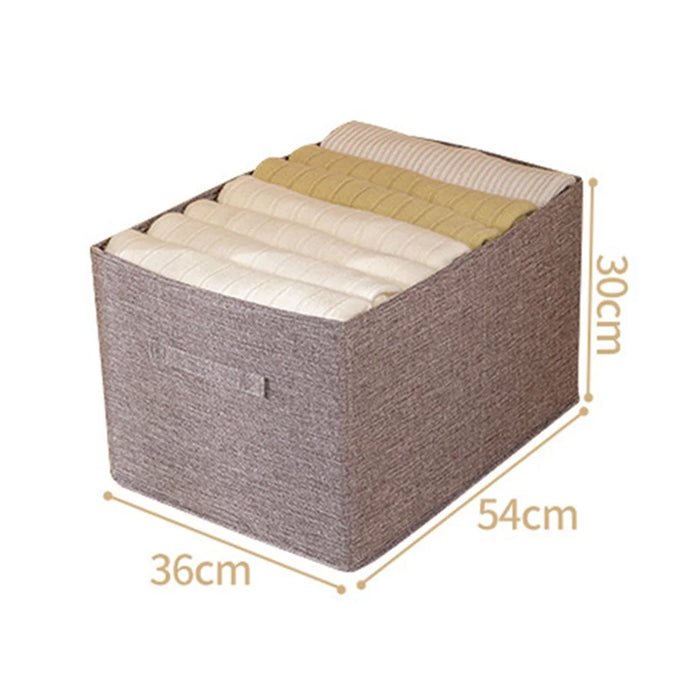 58L Wardrobe Closet Organizer Imitation Linen Washable Storage Box - Grey - 7