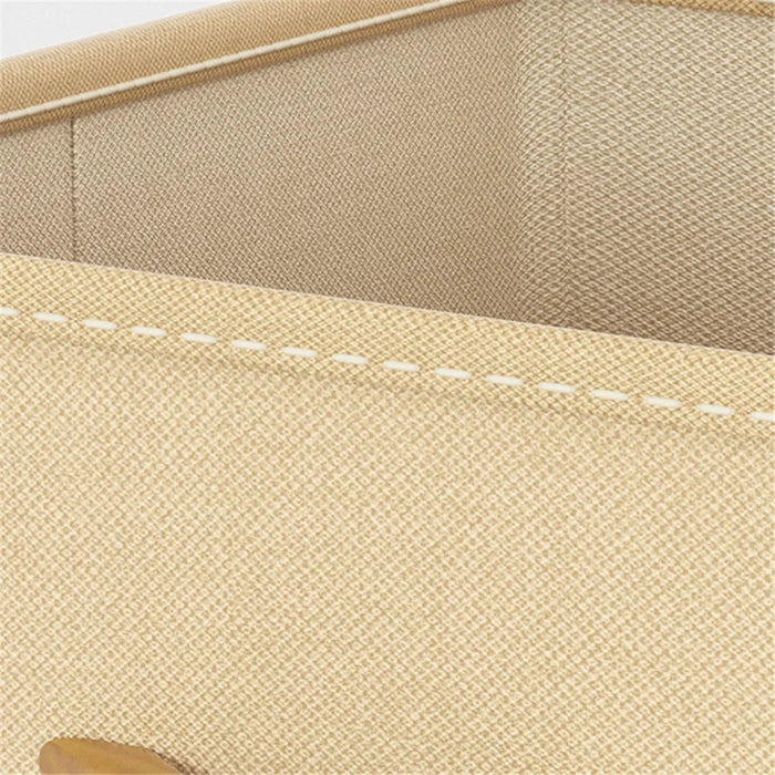 42L Collapsible Washable Storage Box Imitation Linen Organizer for Clothes Bedding - Beige - 6