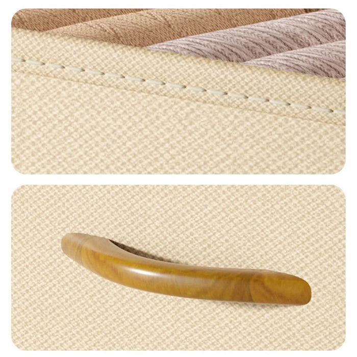 42L Collapsible Washable Storage Box Imitation Linen Organizer for Clothes Bedding - Beige - 7