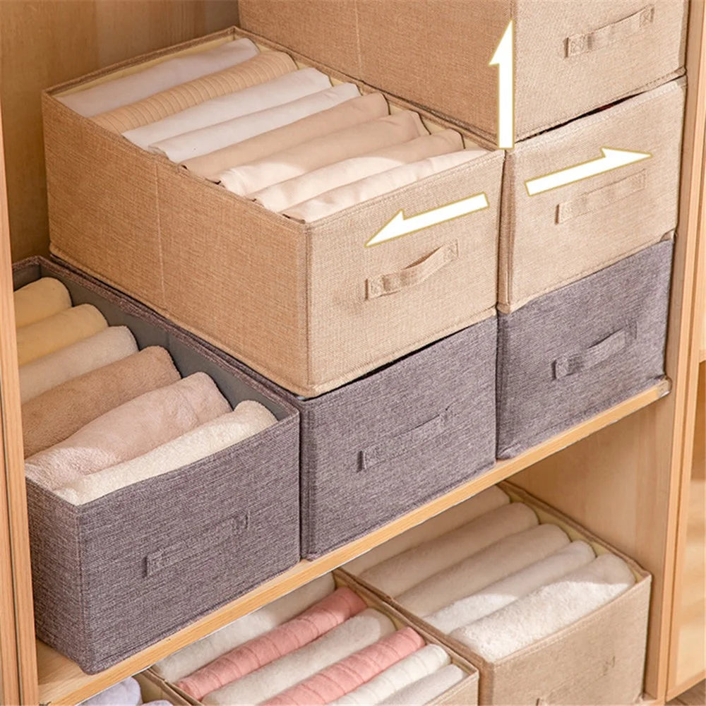 65L Imitation Linen Washable Storage Box  Organizer for Quilts Blankets Clothes - Grey - 6