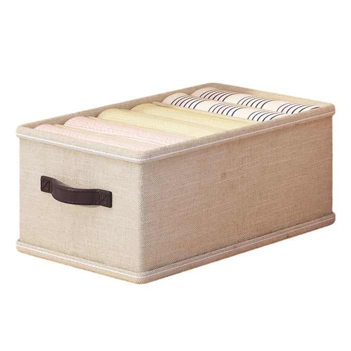 6 Grids Storage Box Wardrobe Closet Organizer for Jeans Pants T-Shirts - Beige - 1
