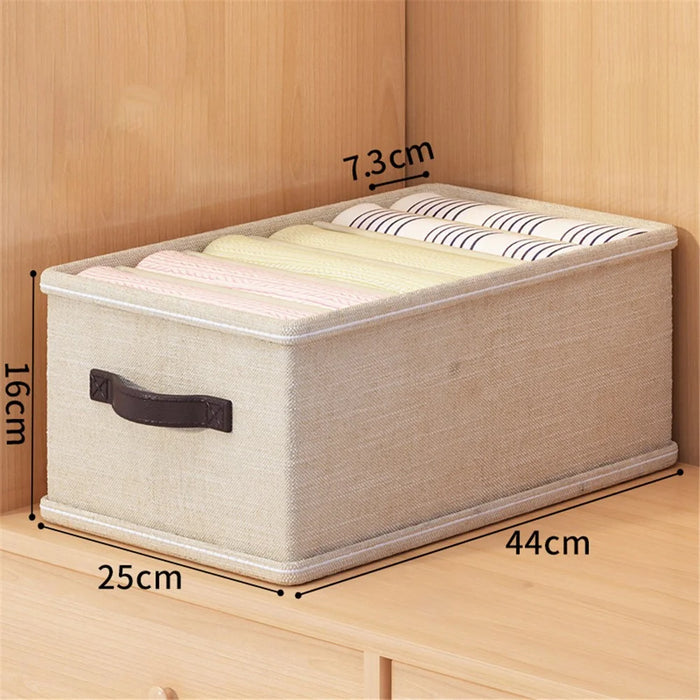6 Grids Storage Box Wardrobe Closet Organizer for Jeans Pants T-Shirts - Beige - 5