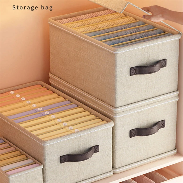 9 Grids Wardrobe Closet Organizer for Clothes Foldable Storage Box - Beige - 2
