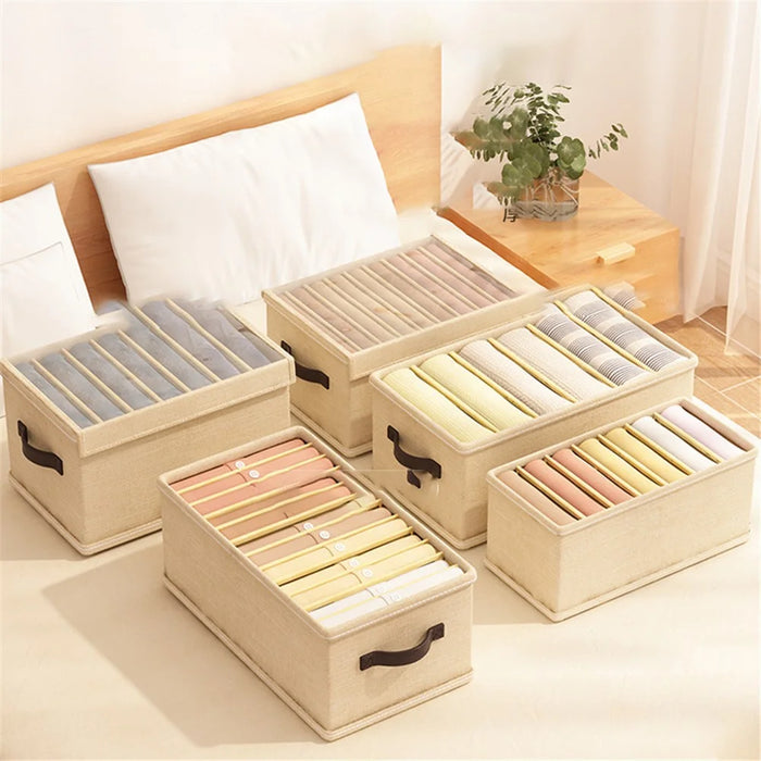 9 Grids Wardrobe Closet Organizer for Clothes Foldable Storage Box - Beige - 4