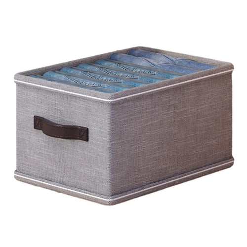 7 Grids Foldable Drawer Organizer Storage Box for Jeans Pants Shirts - Grey - 1