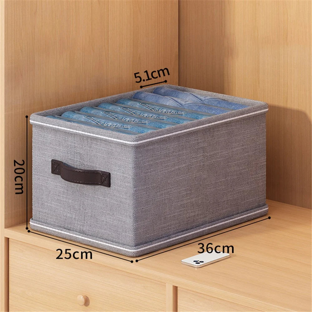 7 Grids Foldable Drawer Organizer Storage Box for Jeans Pants Shirts - Grey - 5