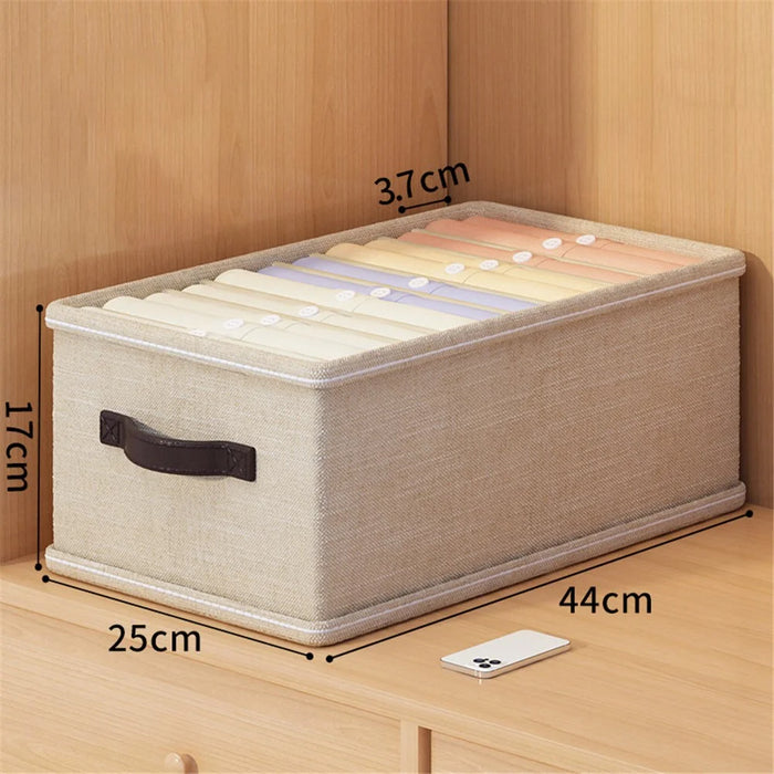12 Grids Wardrobe Storage Organizer Foldable Closet Clothes Storage Box - Beige - 5