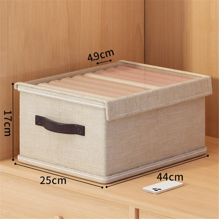 9 Grids Storage Box with Lid Clear Window Foldable Clothes Drawer Organizer - Beige - 5