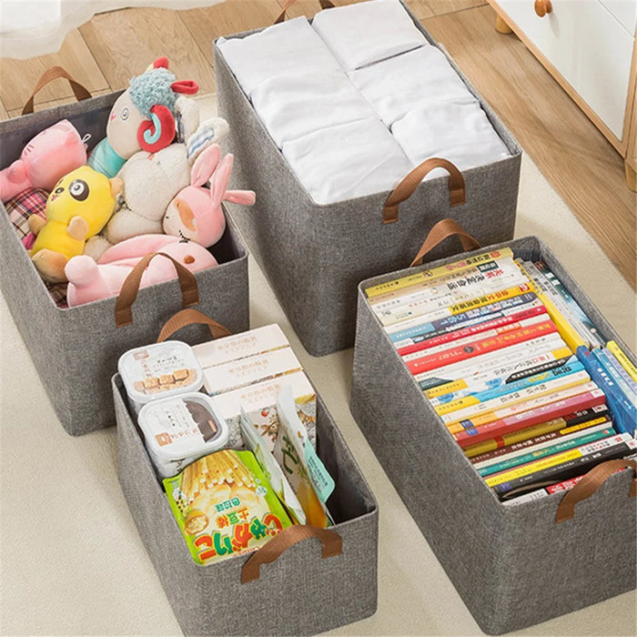 12L Foldable Storage Box Metal Frame Imitation Linen Organizer for Wardrobe Closet - Beige - 6
